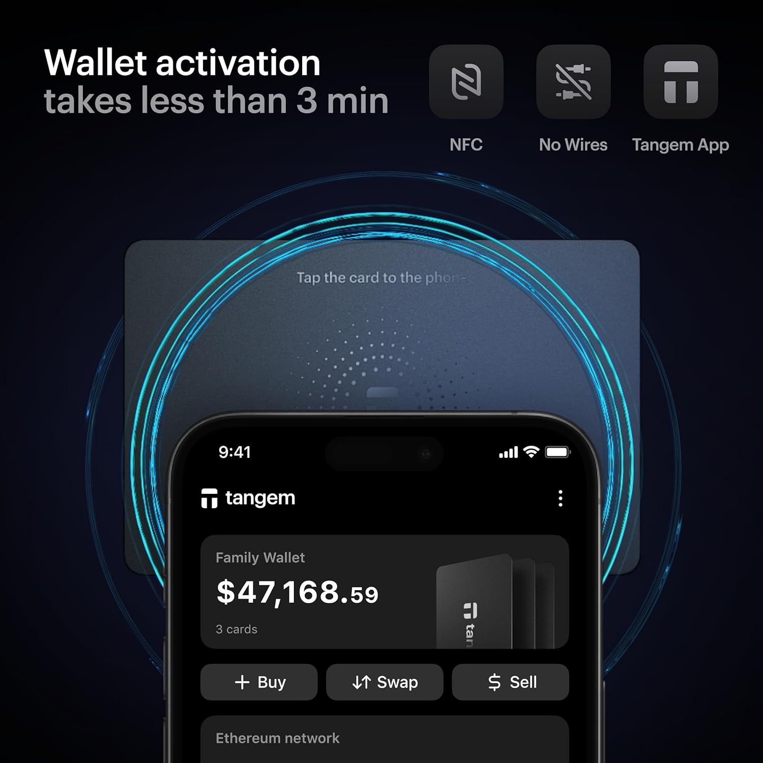 Tangem Crypto Wallet Pack of 2 Secure Hardware Wallet for Bitcoin, Ethereum & 6000+ Tokens, the most secure and easy-to-use hardware wallet for Bitcoin, Ethereum & 6000+ coins. NFC card design, no cables, no batteries. Tangem Crypto Wallet Pack of 2 Secure Hardware Wallet for Bitcoin, Ethereum & 6000+ Tokens, the most secure and easy-to-use hardware wallet for Bitcoin, Ethereum & 6000+ coins. NFC card design, no cables, no batteries.