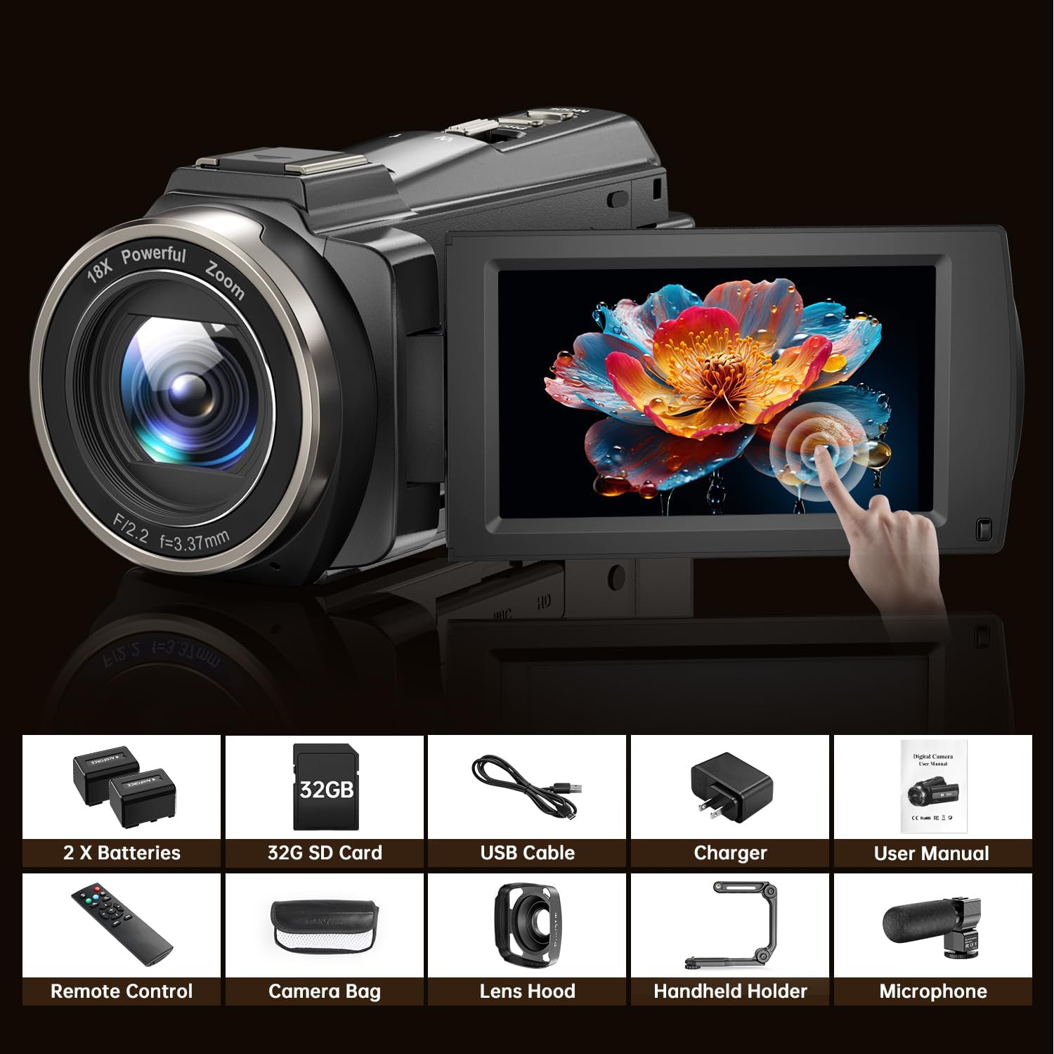 8K Video Camera Camcorder 88MP UHD WiFi Vlogging Cameras for YouTube 18X Digital Zoom IR Night Vision 3.0''Touch Screen Camera with 32GB Card, Microphone, Stabilizer, Lens Hood, Remote, Batteries 8K Video Camera Camcorder 88MP UHD WiFi Vlogging Cameras for YouTube 18X Digital Zoom IR Night Vision 3.0''Touch Screen Camera with 32GB Card, Microphone, Stabilizer, Lens Hood, Remote, Batteries