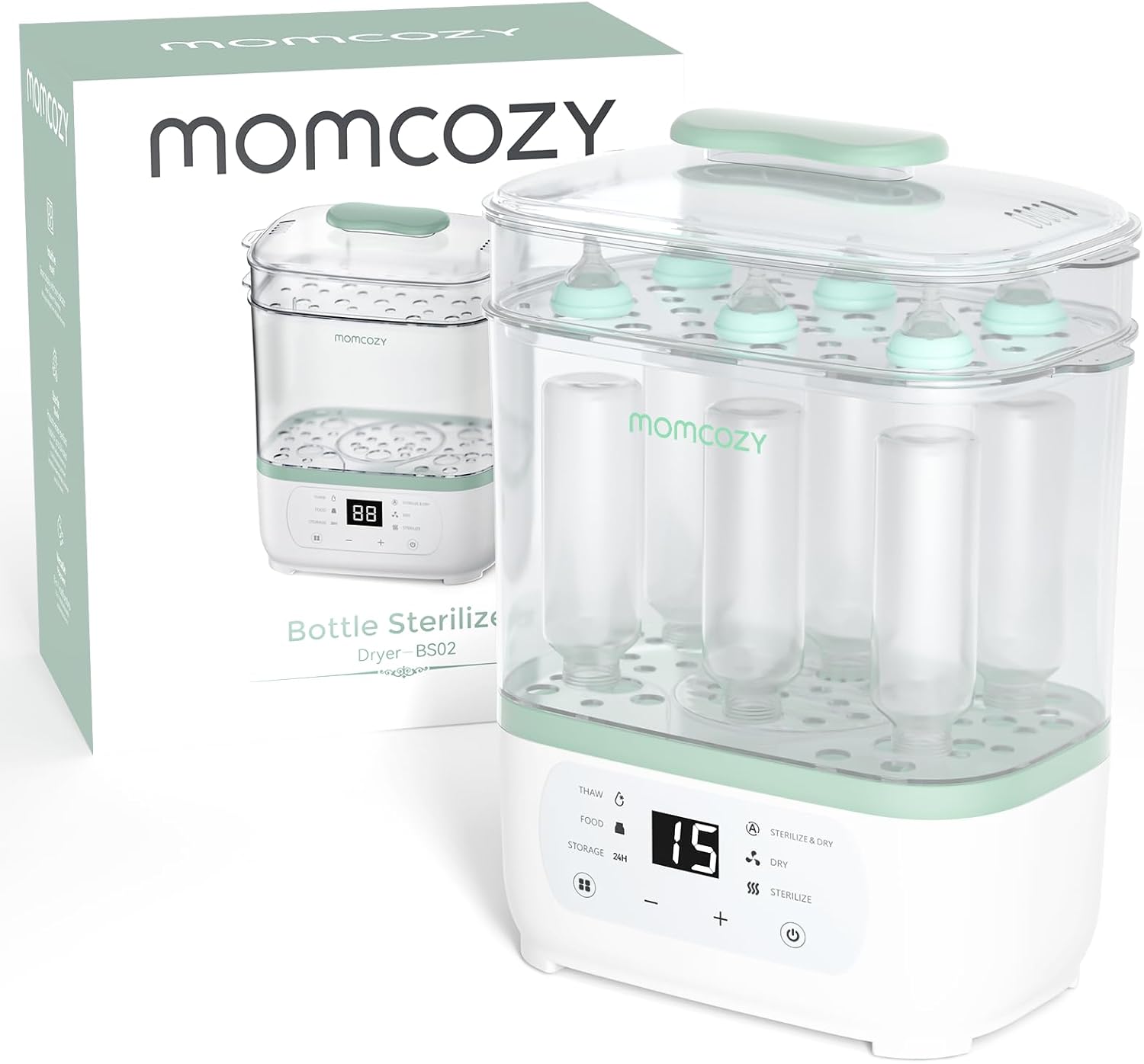 Momcozy Electric Steam Baby Care Bottle Sterilizer and Dryer, Multi-Function 8-in-1, Suitable for Baby Bottles, Breast Pump Accessories & Baby Stuff