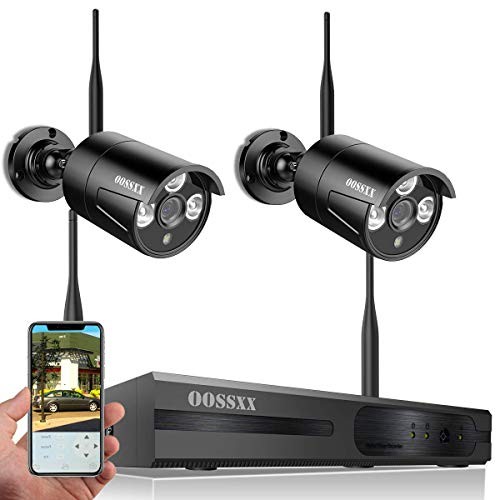 HD 1080P 8-Channel OOSSXX Wireless System/IP Security Camera System,2Pcs 960P(1.3 Megapixel) Wireless Indoor/Outdoor IR Bullet IP Cameras,P2P,App