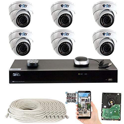 GW Security 8 Channel 4K NVR 5 Megapixel H.265 Security Camera System, 6 Built-in Microphone Audio Recording HD 1920P IP PoE Dome Cameras, QR-Code Connection