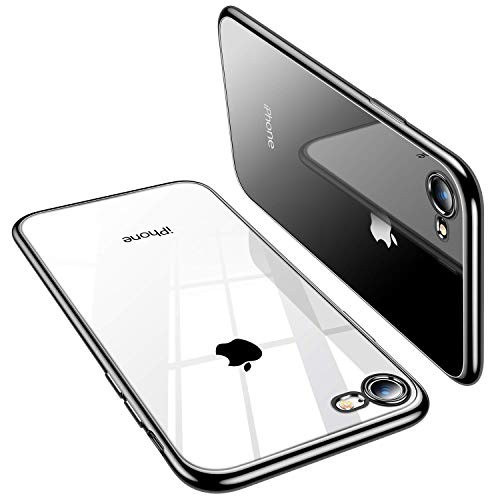 TORRAS Crystal Clear iPhone 8 Case/iPhone 7 Case, [Upgraded] Soft TPU with Stylish Edge Slim Thin Silicone Phone Cover Case for iPhone 7/8(4.7 inch), Black
