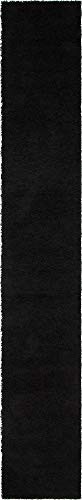 Unique Loom Solo Solid Shag Collection Modern Plush Jet Black Runner Rug (2' 6 x 16' 5)