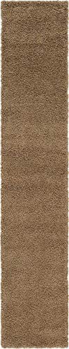 Unique Loom Solo Solid Shag Collection Modern Plush Sandy Brown Runner Rug (2' 6 x 13' 0)