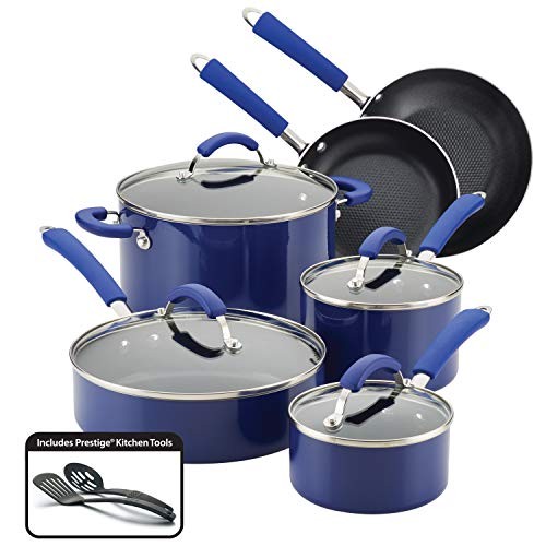 Farberware Millennium Nonstick Aluminum 12-Piece Cookware Set, Blue