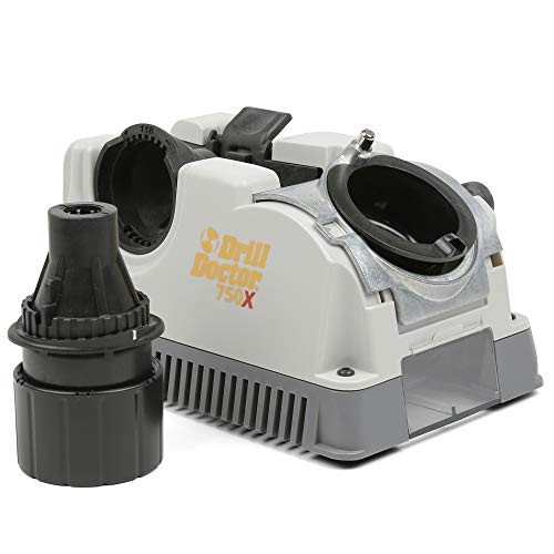 Drill Doctor 750X Drill Bit Sharpener for High-Speed Steel, Masonry, Carbide, Cobalt, TiN-coated Drill Bits, with Adjustable Angles from 115° to 140°, Sharpens 3/32in - 3/4in Drill Bits