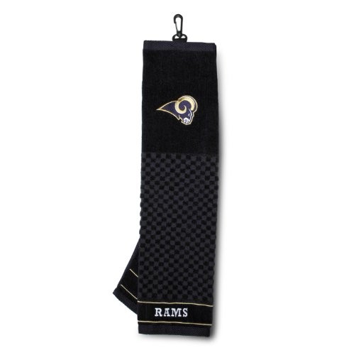 Team Golf NFL Los Angeles Rams Embroidered Golf Towel, Checkered Scrubber Design, Embroidered Logo