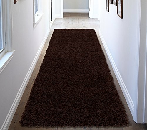 Ottomanson SHG2768-2X5 Shag Collection Area Rug, 20" x 59", Brown