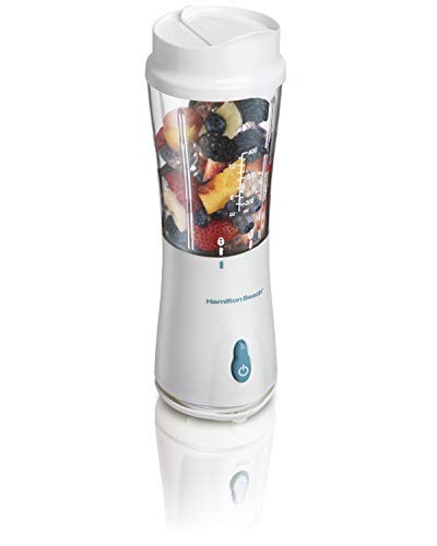 Hamilton Beach Personal Smoothie Blender with 14 oz Travel Cup and Lid, White 51102