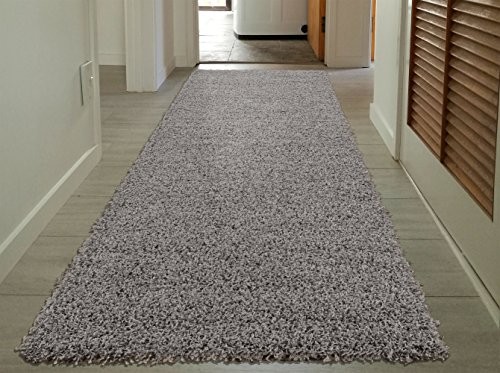 Sweet Home Stores Cozy Shag Collection Solid Shag Rug Contemporary Living & Bedroom Soft Shaggy Runner Rug, Grey