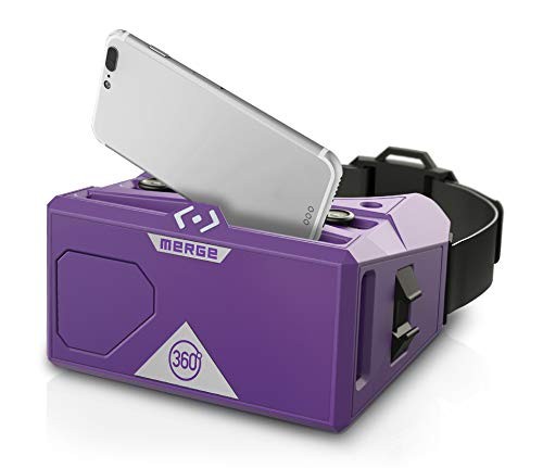 Merge VR Headset - Augmented Reality and Virtual Reality Headset, Play Educational Games and watch 360 Degree Videos, STEM Tool for Classroom and Home, Works with iPhone and Android (Pulsar Purple)