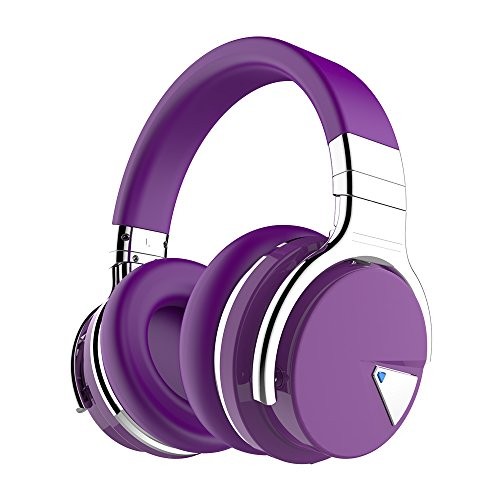 COWIN E7 Active Noise Cancelling Bluetooth Headphones with Microphone Deep Bass Wireless Headphones Over Ear, Comfortable Protein Earpads, 30H Playtime for Travel Work TV Computer Phone - Purple