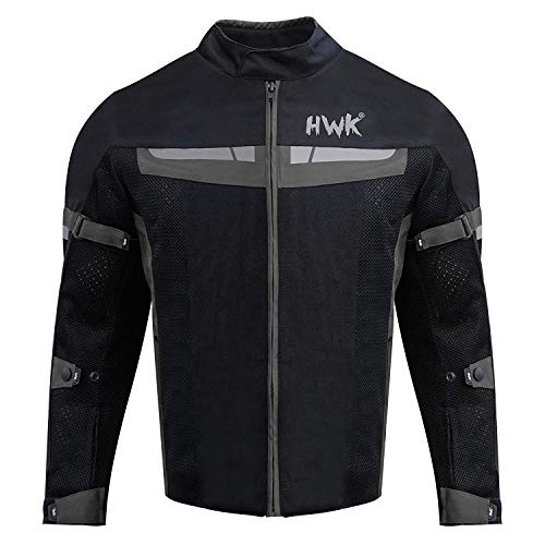 HWK Mesh Motorcycle Jacket Riding Air Motorbike Jacket Biker CE Armored Breathable (X-Large, Black)