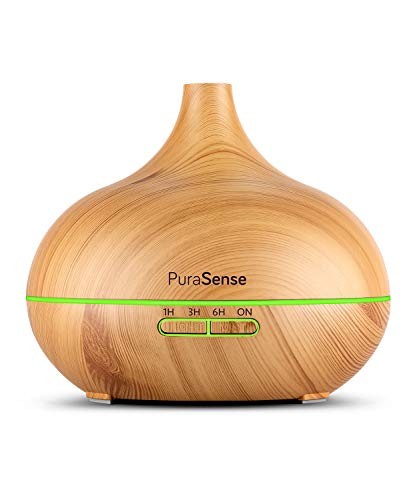 PuraSense Ultrasonic Aromatherapy Essential Oil Diffuser, 550ml Cool Mist Humidifier with Color LED Lights Changing and Waterless Auto Shut-off for Office Home Bedroom Living Room Study Yoga Spa