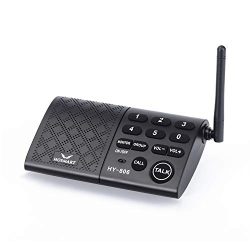 Hosmart Portable Wireless Intercom System,1/2Mile 6-Channel Security Wireless Intercom System for Home or Office [1 Station Black] (Battery is not Included)