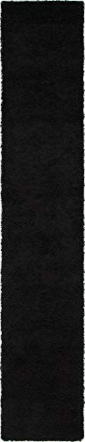 Unique Loom Solo Solid Shag Collection Modern Plush Jet Black Runner Rug (2' 6 x 13' 0)