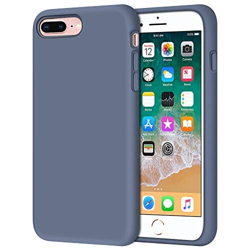 iPhone 8 Plus Case, iPhone 7 Plus Case, Anuck Soft Silicone Gel Rubber Bumper Case Microfiber Lining Hard Shell Shockproof Full-Body Protective Case Cover for iPhone 7 Plus /8 Plus 5.5" - Blue Gray