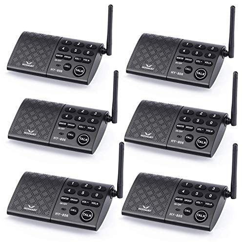 Hosmart Portable Wireless Intercom System,1/2Mile 6-Channel Security Wireless Intercom System for Home or Office [6 Stations Black]