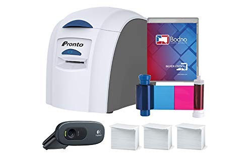 Magicard Pronto ID Card Printer & Complete Supplies Package with Bodno Silver Edition ID Software