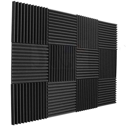 12 pack Acoustic Panels - Acoustic Foam Panels - Sound Proof Studio foam Sound Dampening noise Sound Deadening foam Sound Panels wedges Soundproof Sound Insulation Absorbing 1"x12"x12