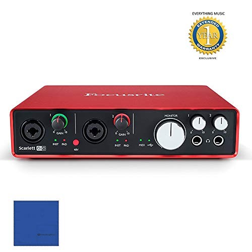 Focusrite Scarlett 6i6 Second Generation (2nd Gen) 6 In/6 Out USB 2.0 Audio Interface with Pro Tools | First and 1 Year Free Extended Warranty