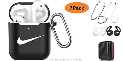 AirPods Case 7 in 1 Airpods Accessories Kits Protective Silicone Cover for Airpod(Front LED Visible) with Ear Hook Grips/Airpods Staps/Clips/Skin/Tips/Grips ...