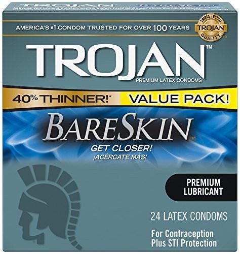 Sensitivity Bareskin Lubricated Latex Condoms, 5 Boxes (24 Condoms)