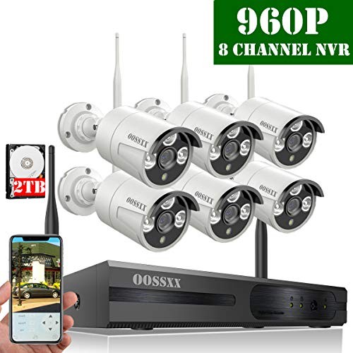 【2019 Update】 HD 1080P 8-Channel OOSSXX Wireless Security Camera System,6Pcs 960P(1.3 Megapixel) Wireless Indoor/Outdoor IR Bullet IP Cameras,P2P,App, HDMI Cord & 2TB HDD Pre-Install