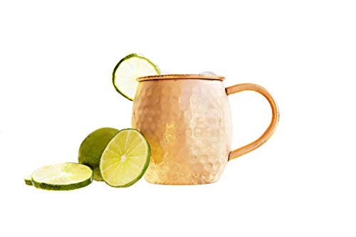 Alchemade Copper Barrel Mug for Moscow Mules - 16 oz - 100% Pure Hammered Copper - Heavy Gauge - No lining - includes FREE E-Recipe book