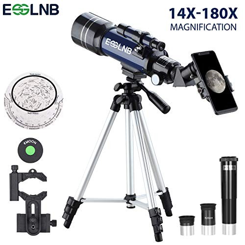 ESSLNB Telescope for Kids 70mm Refractor Telescope with Smartphone Adapter 51.6in Tripod Astronomical Telescopes for Astronomy Beginners Adults 3X Barlow Moon Filter Fully Coated Lens