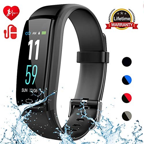 Mgaolo Fitness Tracker Activity Health Tracker Waterproof Smart Watch Wristband with Blood Pressure Heart Rate Sleep Monitor Pedometer Step Calorie Counter for Fitbit Android and iPhone Black Health H...