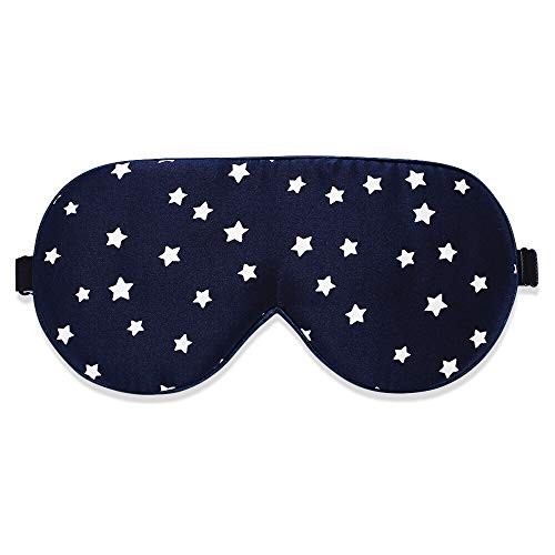 Alaska Bear Natural Silk Sleep Mask, Blindfold, Super Smooth Eye Mask (Navyblue Stars)