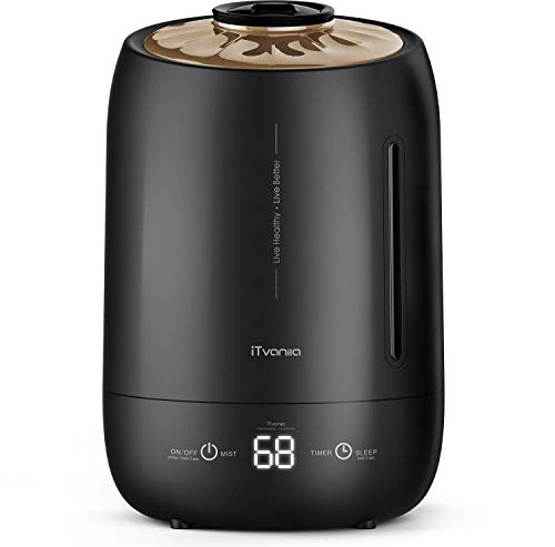 iTvanila Cool Mist Humidifiers for Baby & Bedroom, Ultrasonic Air Humidifier, Whisper-Quiet, Anti-Slip Handle, LED Display and Smart Sleep Mode, Last Up to 50H, 5L [X1]