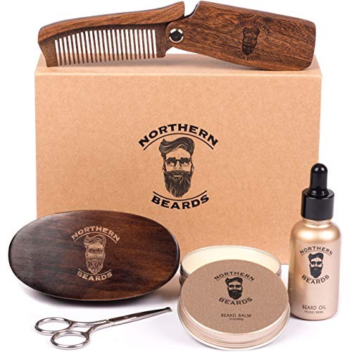 Beard Kit Beard Oil and Beard Balm - Beard Grooming & Trimming Kit Beard Brush Beard Comb and Scissors included