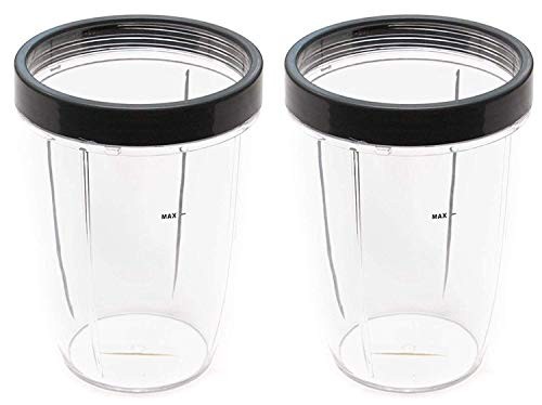 NUTRiBULLET 24-Ounce Cups with Screw-Off Lip Ring for Nutribullet Replacement Parts Fits NutriBullet 600w and Pro 900w Blender, Pack of 2