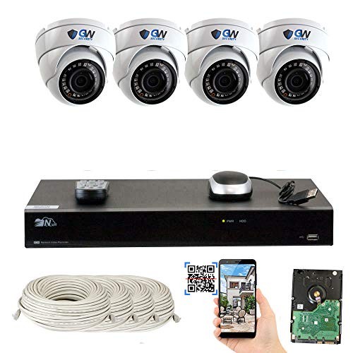 GW Security 8 Channel 4K NVR 5 Megapixel H.265 Security Camera System, 4 Built-in Microphone Audio Recording HD 1920P IP PoE Dome Cameras, QR-Code Connection