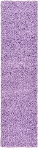 Unique Loom Solo Solid Shag Collection Modern Plush Lilac Runner Rug (2' 6 x 10' 0)