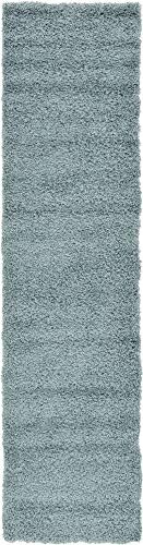 Unique Loom Solo Solid Shag Collection Modern Plush Light Slate Blue Runner Rug (2' 6 x 10' 0)