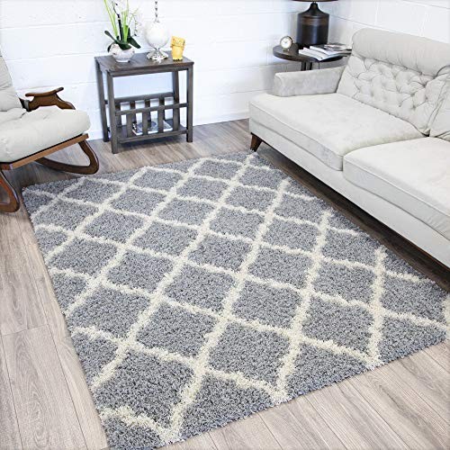 Ottomanson Collection shag Trellis Area Rug, 5'3" x 7', Gray