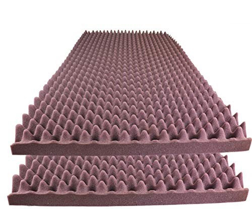 Foamily Burgundy Acoustic Foam Egg Crate Panel Studio Foam Wall Panel 48" X 24" X 2.5" (2 Pack)