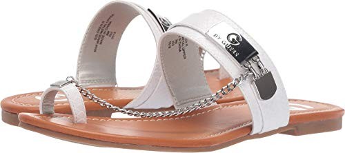 G by GUESS Womens Loren Open Toe Casual Slide Sandals, White, Size 9.0