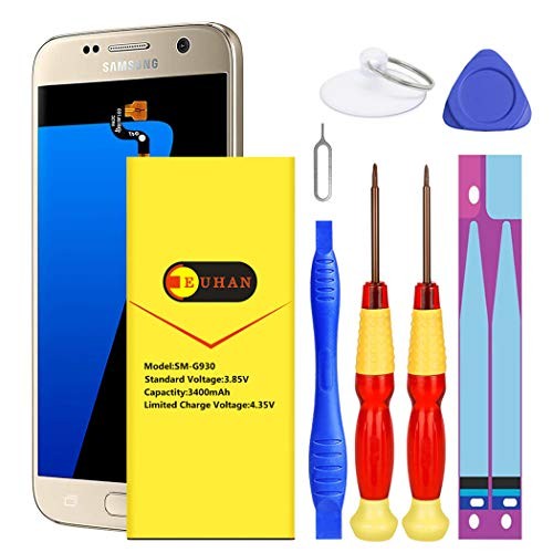 Galaxy S7 Battery, Euhan 3400mAh Li-Polymer Internal Replacement Battery EB-BG930ABE for Samsung Galaxy S7 G920V(Verizon) G930A(at&T) G930T(T-Mobile) G930P(Sprint) with Repair Replacement Tools.