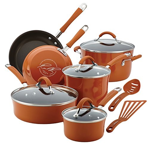 Rachael Ray 16328 Cucina Cookware Set, 12-Piece, Pumpkin Orange