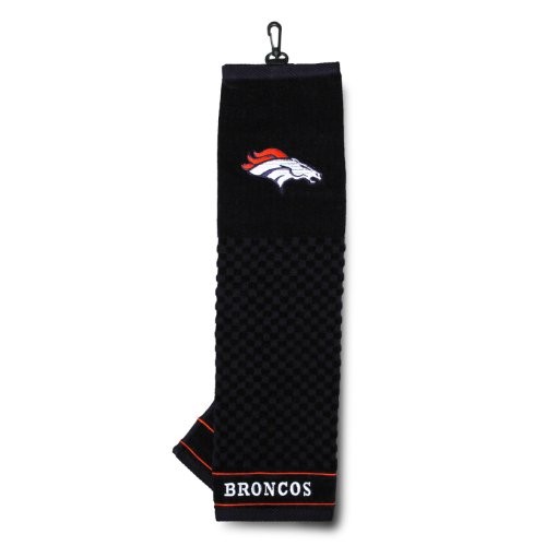 Team Golf NFL Denver Broncos Embroidered Golf Towel, Checkered Scrubber Design, Embroidered Logo