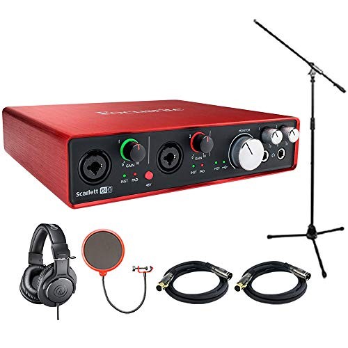 Focusrite Scarlett 6i6 USB Audio Interface (2nd Generation) includes Bonus Audio-Technica Professional Monitor Headphones and More