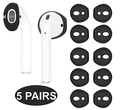 IiEXCEL (Fit in Case) Eartips for AirPods 1 AirPods 2, 5 Pairs Replacement Super Thin Slim Silicone Earbuds Ear Tips Covers Skin Accessories for AirPods 1 & 2 (Fit in Charging Case) 5 Black