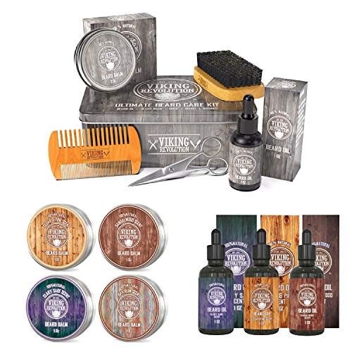 Beard Care Kit Bundled with Beard Oil Variety 3 Pack and Beard Balm Variety 4 Pack (3 Items)