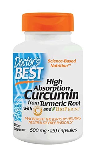 Doctor's Best Curcumin from Turmeric Root, Non-GMO, Gluten Free, Soy Free, Joint Support, 500mg Caps with C3 Complex & BioPerine, 120 Capsules