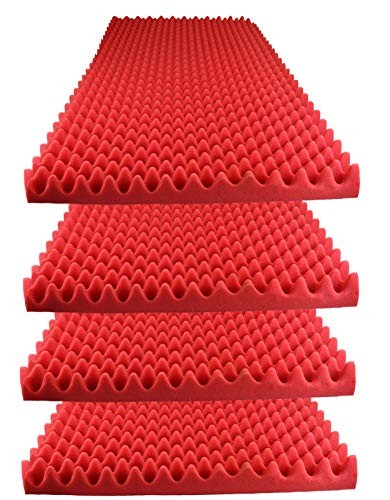 Foamily Red Acoustic Foam Egg Crate Panel Studio Foam Wall Panel 48" X 24" X 2.5" (4 Pack)