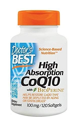 Doctor's Best High Absorption CoQ10 with BioPerine, Gluten Free, Naturally Fermented, Heart Health, Energy Production,100 mg 120 Softgels (.2 Pack-120 SG)